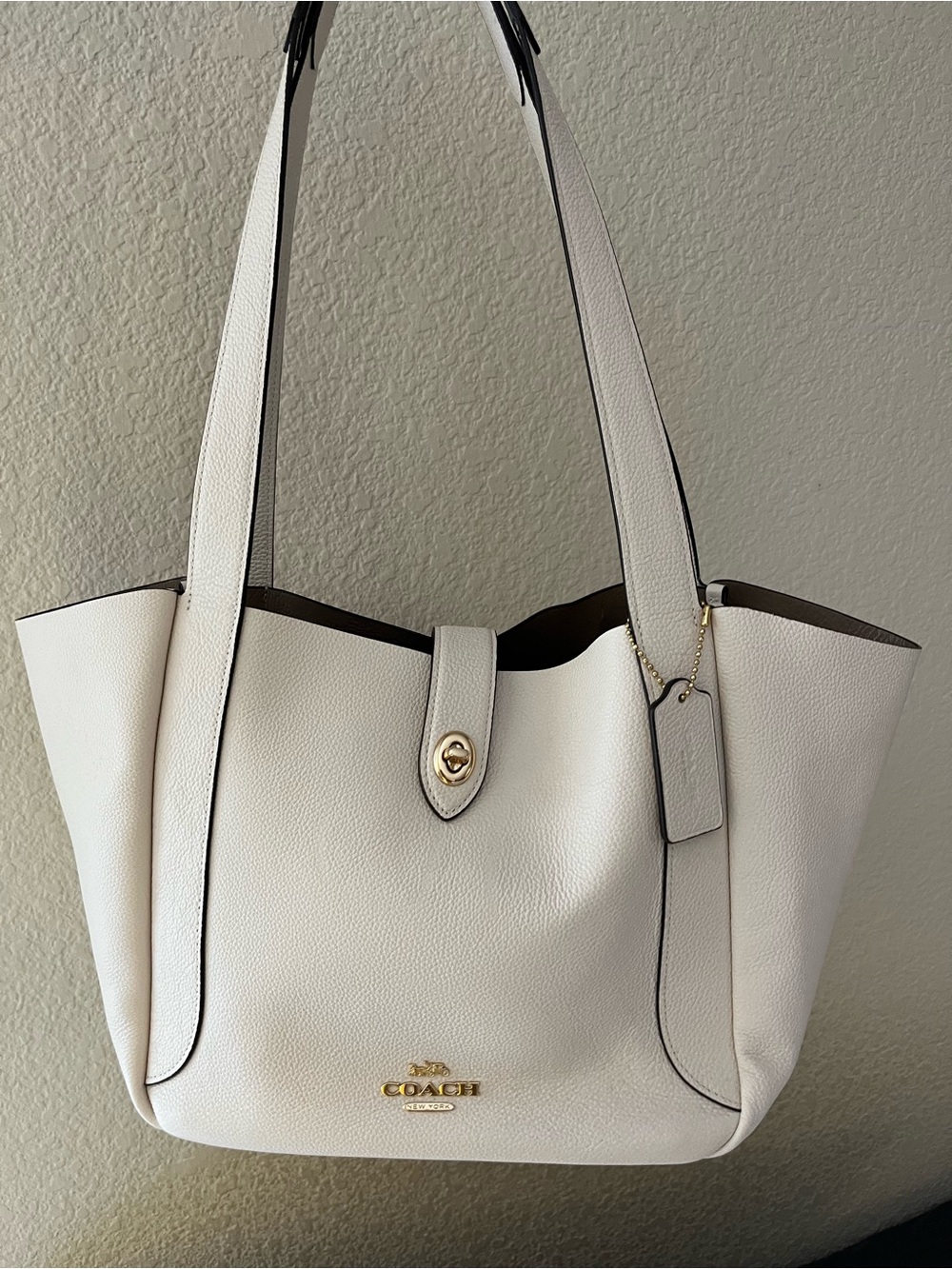 Coach Cream Pebbled Leather Shoulder Tote with Gold Hardware NWT